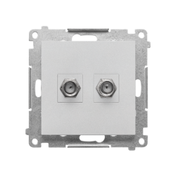Gniazdo antenowe typu F podwójne (moduł) aluminium mat Kontakt Simon 55