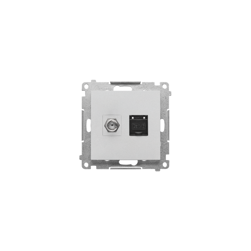 Gniazdo antenowe typu F + RJ45 kat.6 aluminium mat Kontakt Simon 55