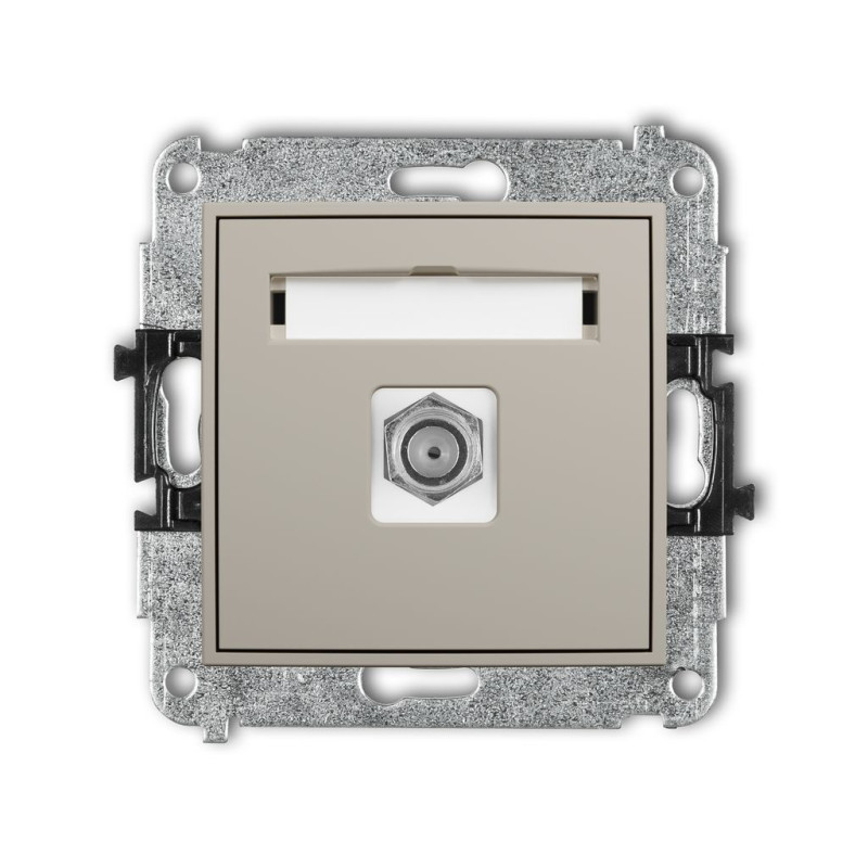 Mechanizm gniazda antenowego pojedynczego typu F (SAT) niklowany taupe Karlik ICON