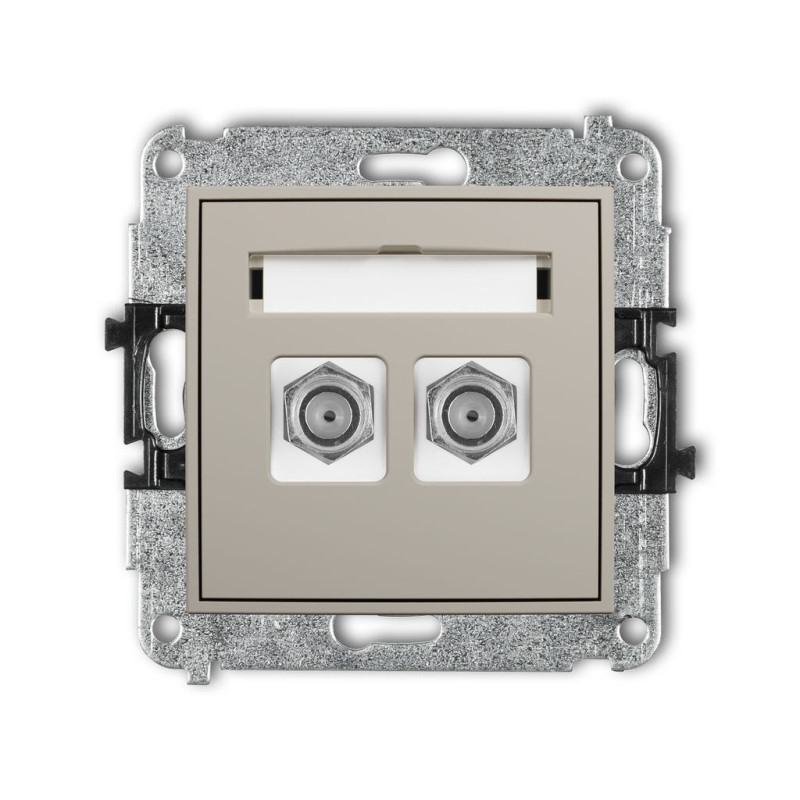 Mechanizm gniazda antenowego podwójnego typu F (SAT) niklowany taupe Karlik ICON