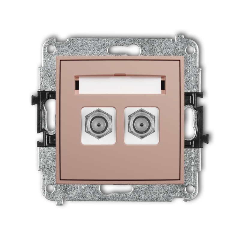 Mechanizm gniazda antenowego podwójnego typu F (SAT) niklowany łososiowy Karlik ICON