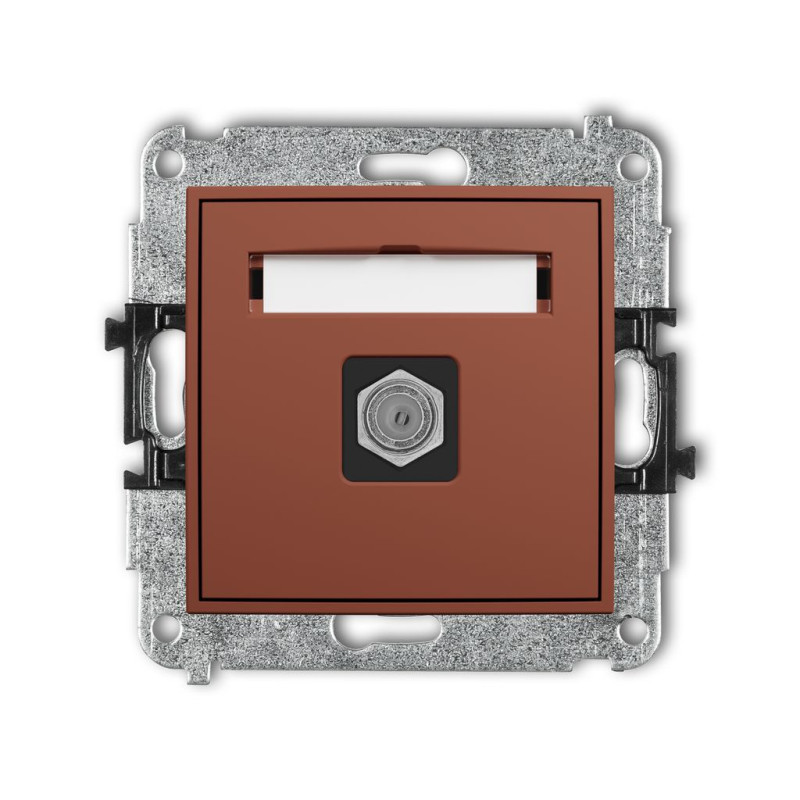 Mechanizm gniazda antenowego pojedynczego typu F (SAT) niklowany terakota Karlik ICON