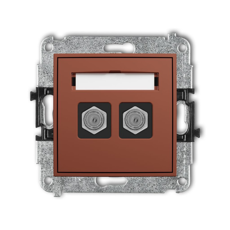 Mechanizm gniazda antenowego podwójnego typu F (SAT) niklowany terakota Karlik ICON