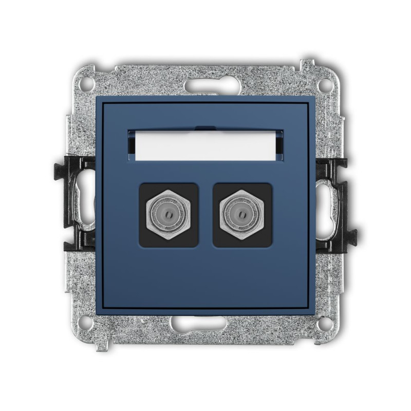Mechanizm gniazda antenowego podwójnego typu F (SAT) niklowany navy blue Karlik ICON