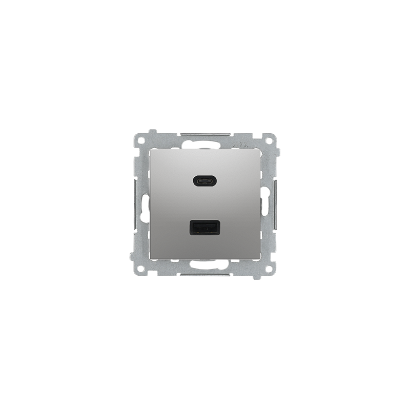 Ładowarka 2xUSB C+A Quick Charge 5/9/12V (moduł) 3.1 A 5V DC 230V srebrny mat Kontakt Simon 54