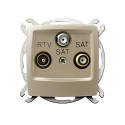 Gniazdo RTV + 2xSAT ecru...