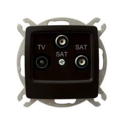 Gniazdo RTV + 2xSAT czekoladowy metalik OSPEL KARO