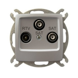 Gniazdo RTV + 2xSAT srebrny...