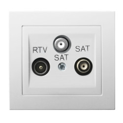 Gniazdo antenowe RTV + 2xSAT biały OSPEL KIER