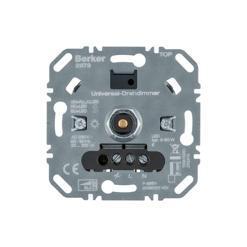 Ściemniacz obrotowy uniwersalny obciążenie R/L/C 20-210W LED 3-60W BERKER One.platform