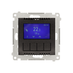 Termostat programowalny z wyświetlaczem z wew/zewn czujnikiem temperatury bez sondy (moduł) antracyt Kontakt Simon 54