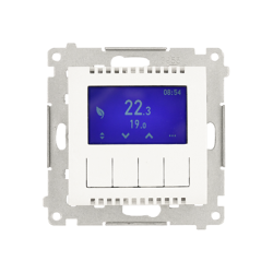 Termostat programowalny z wyświetlaczem z wew/zewn czujnikiem temperatury bez sondy (moduł) biały Kontakt Simon 54