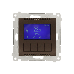 Termostat programowalny z wyświetlaczem z wew/zewn czujnikiem temperatury bez sondy (moduł) brąz mat Kontakt Simon 54