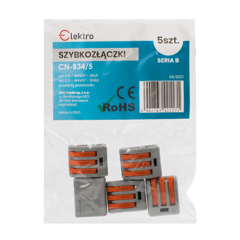 Szybkozłączka CN-B 3x0,5-4mm drut/linka (opk. 5szt)