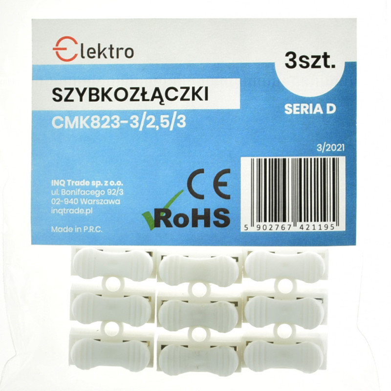 Szybkozłączka CN-D 3x2,5 zacisk sprężynowy (opk. 3szt)