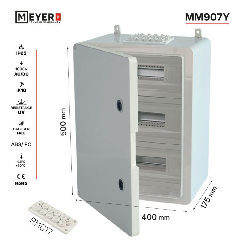 Obudowa Kappa  51M 3x17 50x40x18 MM907y IP65 d.pełne+przepust 