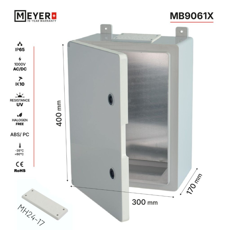 Obudowa Kappa 40x30x17 MB9061x IP65 d.pełne+płyta metal+przepust  