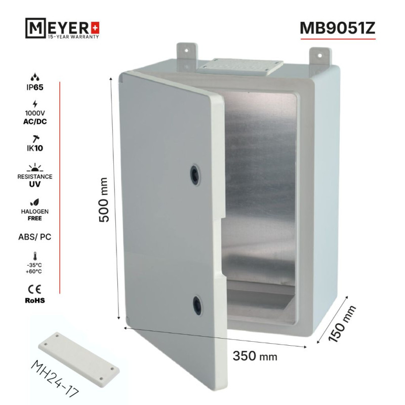 Obudowa Kappa 50x35x19 MB9051y IP65 d.pełne+płyta metal+przepust 