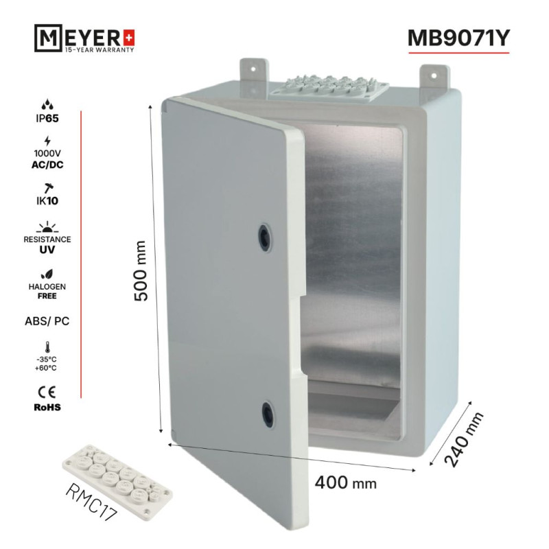 Obudowa Kappa 50x40x24 MB9071y IP65 d.pełne+płyta metal+przepust 