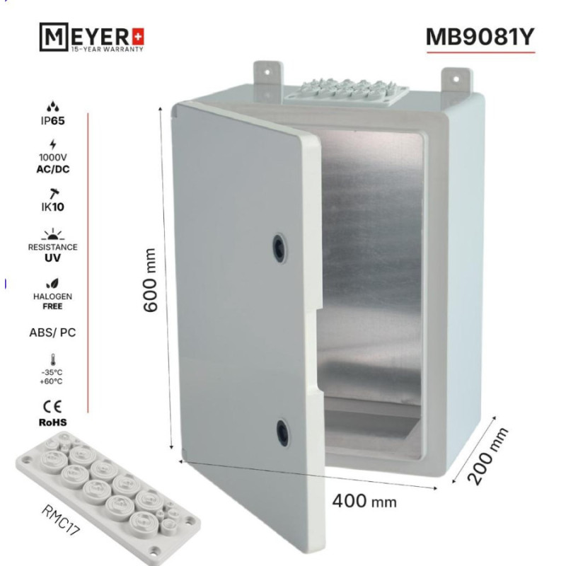 Obudowa Kappa 60x40x20 MB9081y IP65 d.pełne+płyta metal+przepust 