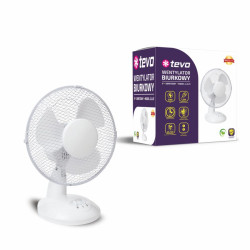 Wentylator TEVO biurkowy obrotowy 9 cali 30W biały Tevo