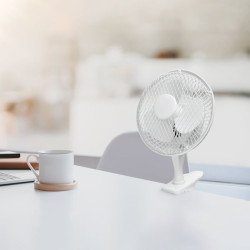 Wentylator TEVO biurkowy obrotowy 360° z klipsem 6 cali 15W biały Tevo