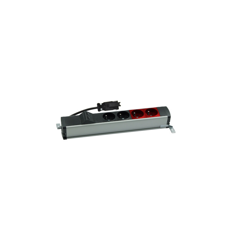 Listwa standardowa 2x230V + 2xDATA + 2xRJ45 keystone alu-czarny KOTANKT SIMON 480