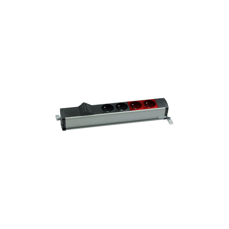 Listwa standardowa 2x230V + 2xDATA + 2xRJ45 keystone aluminium-czarny KOTANKT SIMON 480