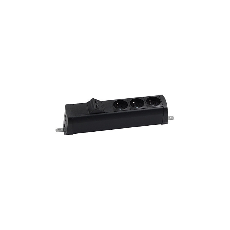 Listwa poszerzona 3x230V + 2xRJ45 keystone czarny KOTANKT SIMON 480