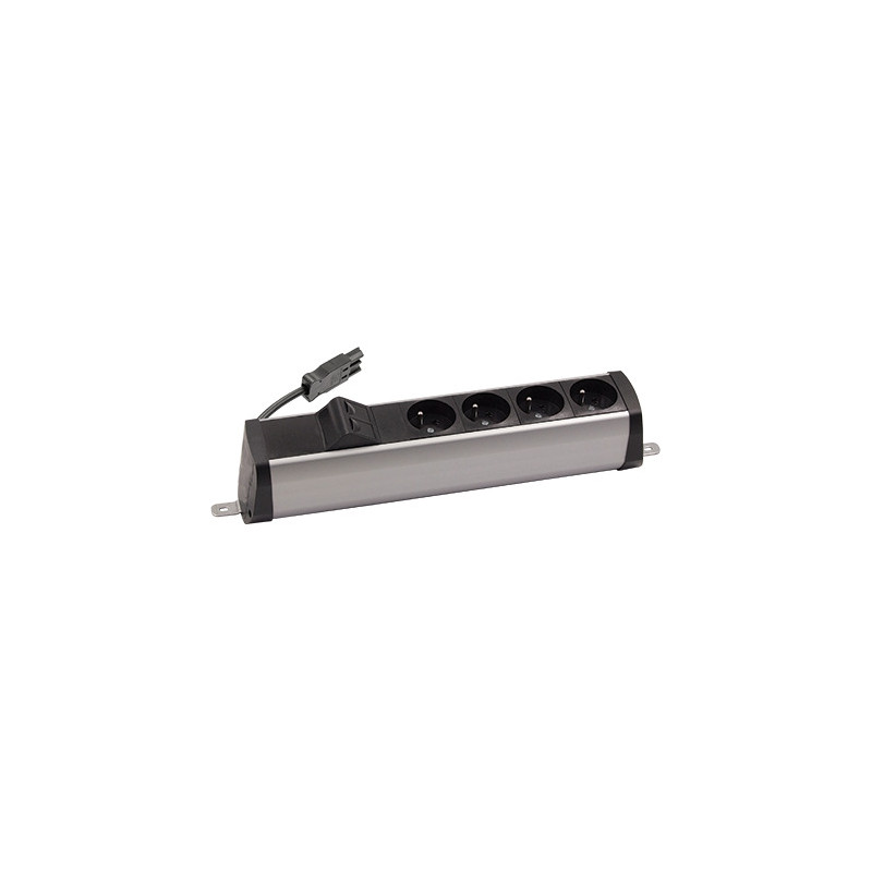 Listwa poszerzona 4x230V + 2xRJ45 keystone aluminium-czarny KOTANKT SIMON 480