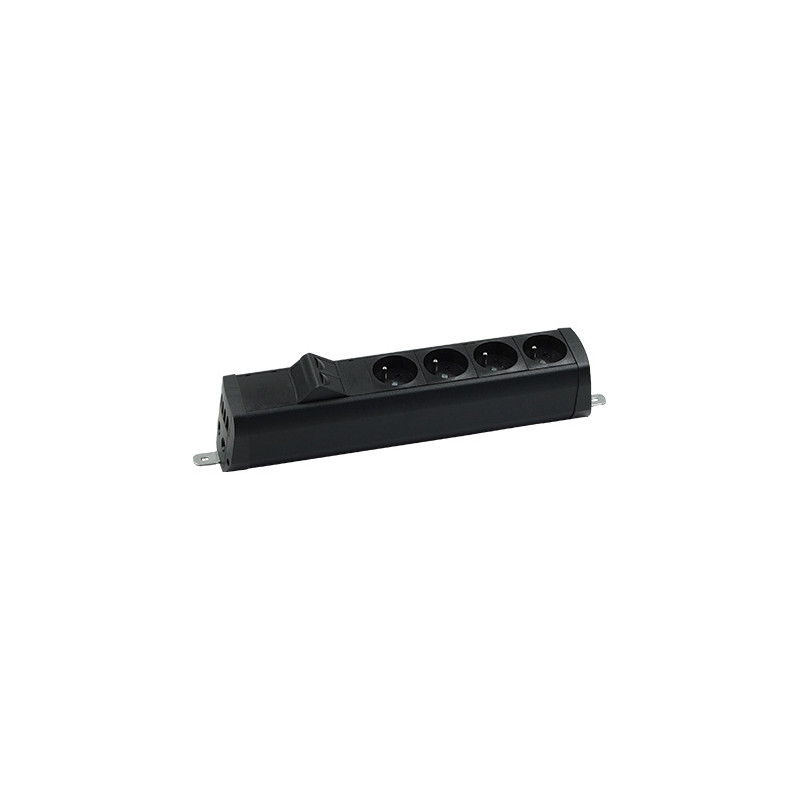Listwa poszerzona 4x230V + 2xRJ45 keystone czarny KOTANKT SIMON 480