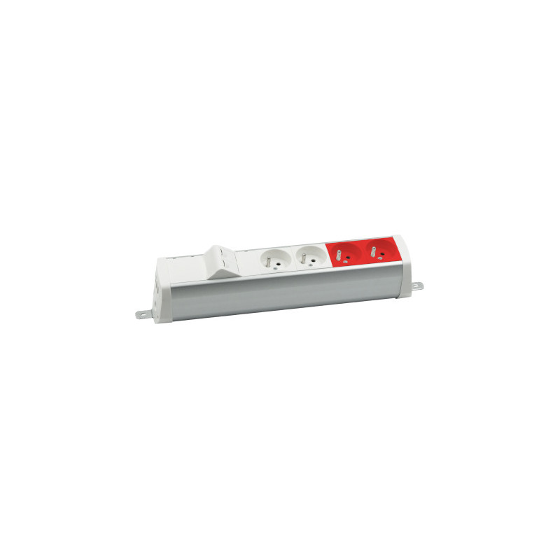 Listwa poszerzona 2x230V + 2xDATA + 2xRJ45 keystone aluminium-biały KOTANKT SIMON 480