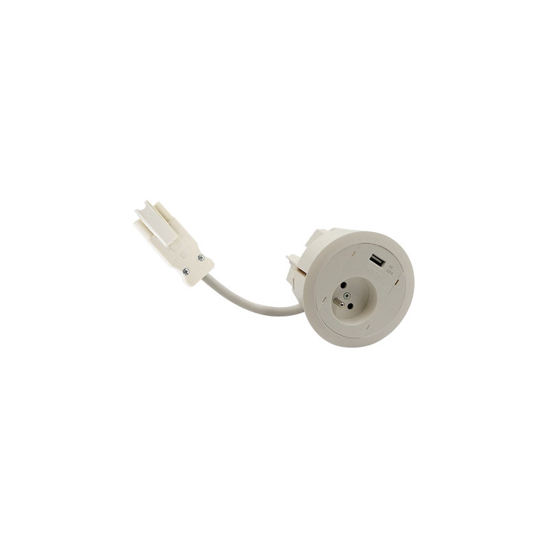 Gniazdo meblowe 1x230V + ładowarka USB typ A + biały KOTANKT SIMON 480