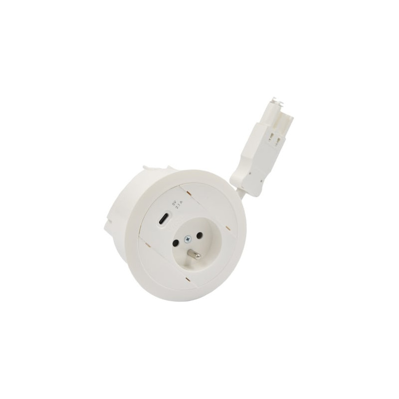 Gniazdo meblowe 1x230V + ładowarka USB typ C + biały KOTANKT SIMON 480