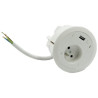 Gniazdo meblowe 1x230V + ładowarka USB typ A+ złącze 10 cm przewód biały KOTANKT SIMON 480