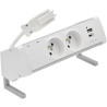 Biurkowy zestaw gniazd 2x230V + ładowarka USB typ A+C aluminium-biały KOTANKT SIMON 480