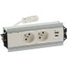 Indesk 2x230V + ładowarka USB typ A+C aluminium-biały KOTANKT SIMON 480