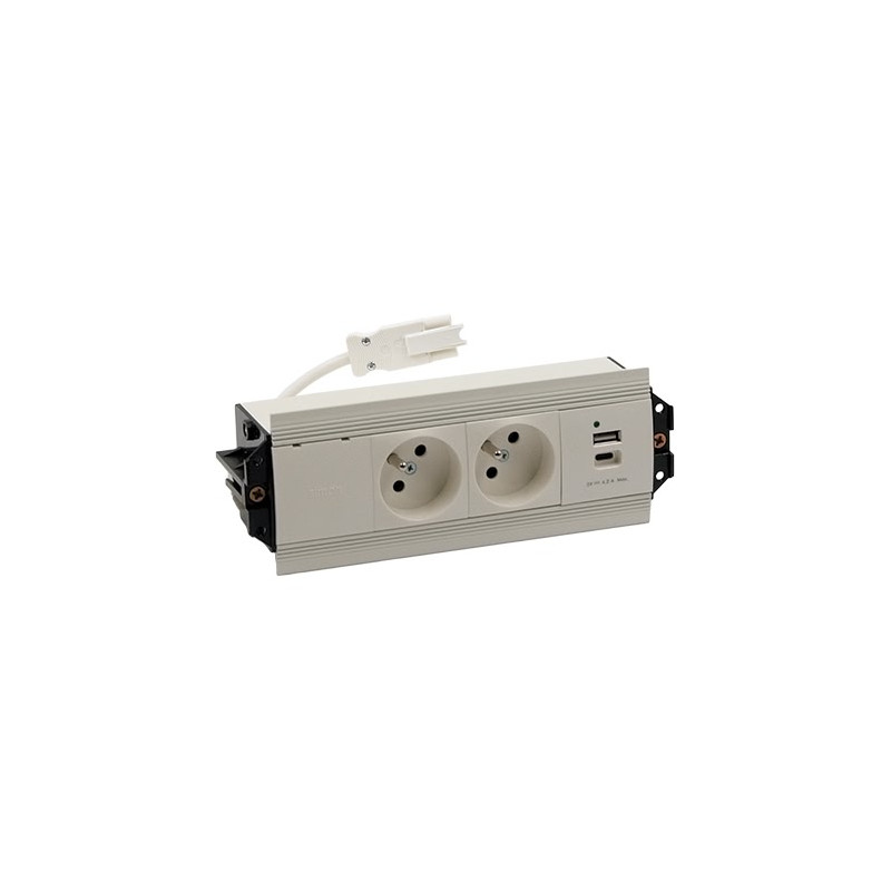 Indesk 2x230V + ładowarka USB typ A+C biały KOTANKT SIMON 480