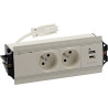 Indesk 2x230V + ładowarka USB typ A+C biały KOTANKT SIMON 480