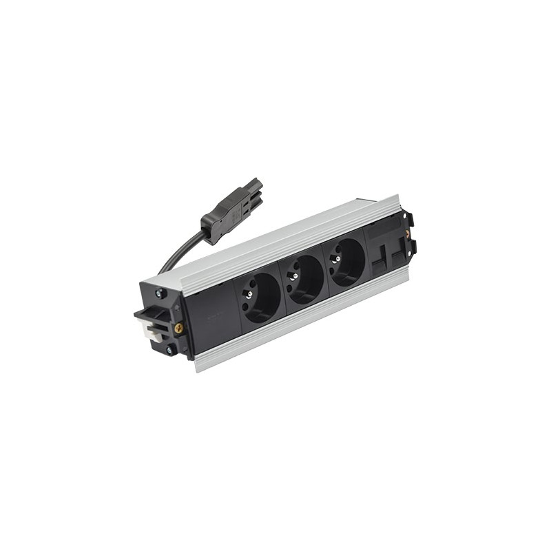 Indesk 3x230V + moduł dla 2 złączy RJ45 keystone aluminium-czarny KOTANKT SIMON 480