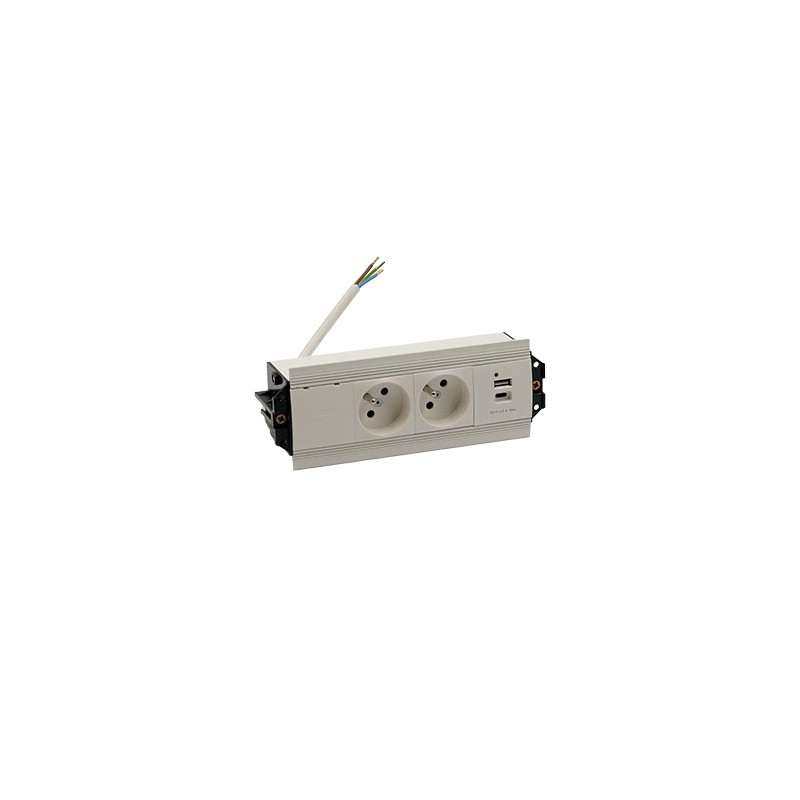 Indesk 2x230V + ładowarka USB typ A+C+ złącze 10 cm przewód biały KOTANKT SIMON 480