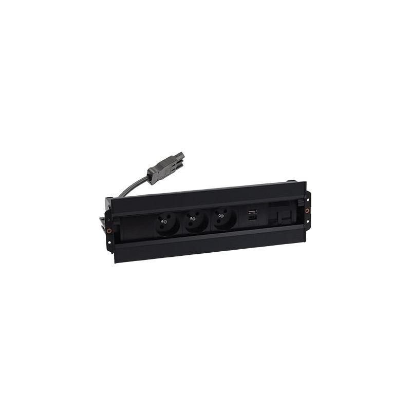 Spinner 3x230V + USB A+C + moduł dla 2 złączy RJ45 keystone czarny KOTANKT SIMON 480