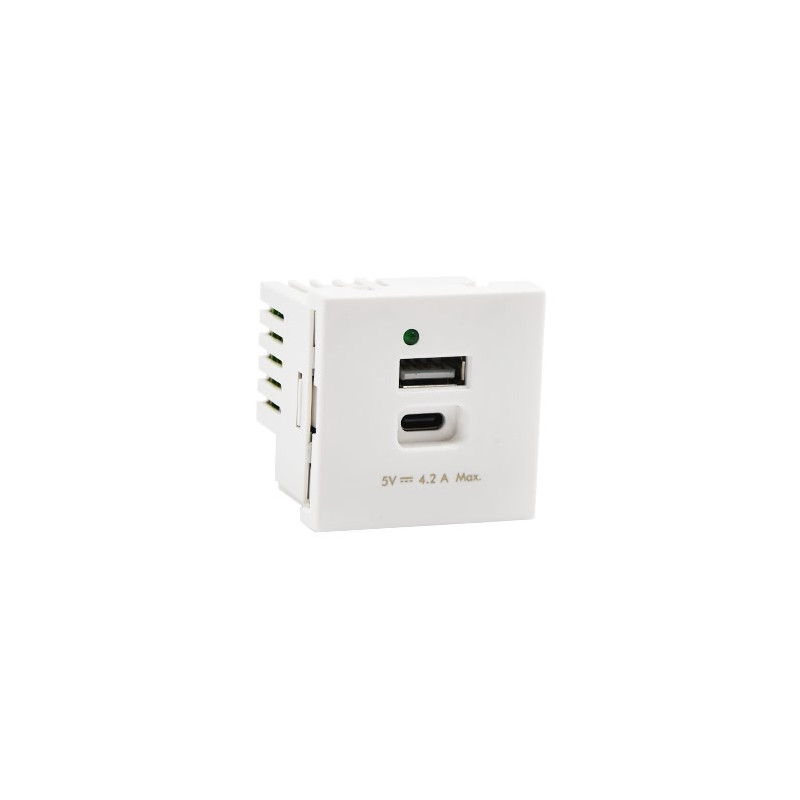 USB ładowarka K45 (45x45) gniazdo typ A+C 5V/4,1A czysta biel Kontakt Simon CONNECT