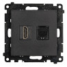 Gniazdo HDMI 2.1 + RJ45 kat.6. czarny mat Kontakt Simon 55
