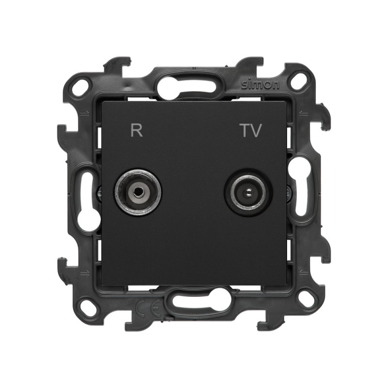 Gniazdo antenowe R-TV przelotowe 10 dB 1x wejście: 5÷862 MHz czarny mat Kontakt Simon 24