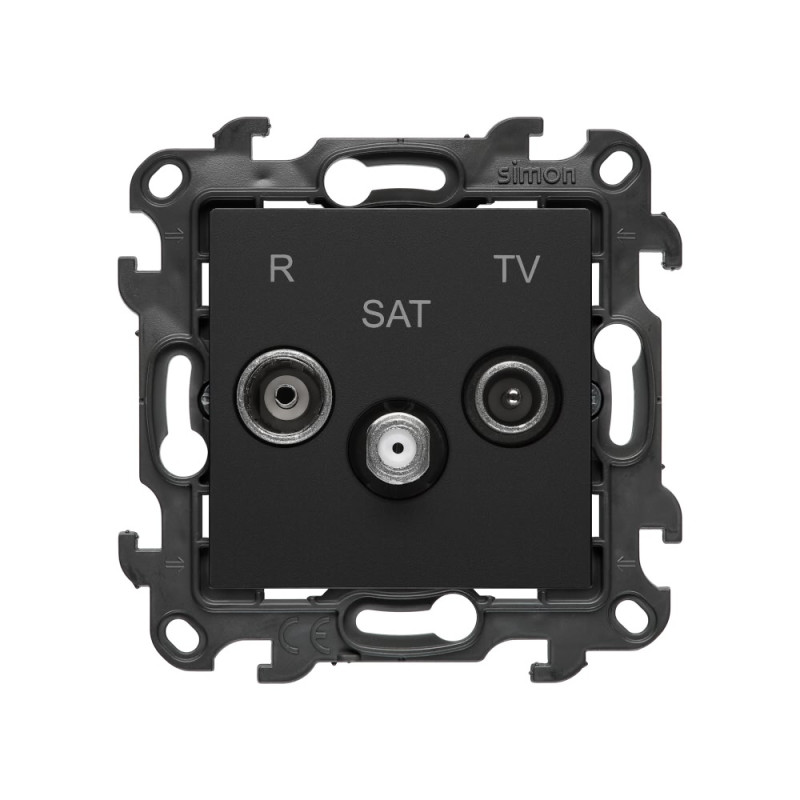 Gniazdo antenowe R-TV-SAT końcowe/zakończeniowe 1x wejście: 5 MHz÷2,4 GHz czarny mat Kontakt Simon 24