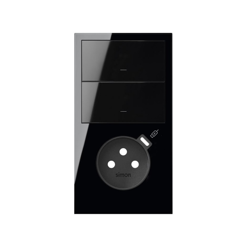 Panel 2-krotny pion 2 klawisze + gniazdo z zintegrowaną ładowarką USB C czarny Kontakt Simon 100