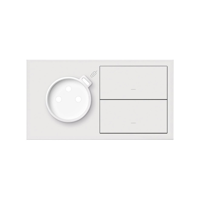 Panel 2-krotny 1 gniazdo ze zintegrowana ładowarka USB C  + 2 klawisze biały mat Kontakt Simon 100