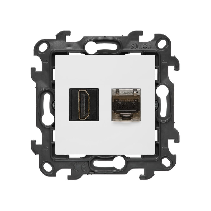 Gniazdo HDMI ver. 2.1 + RJ45 kat.6. biały Kontakt Simon 24