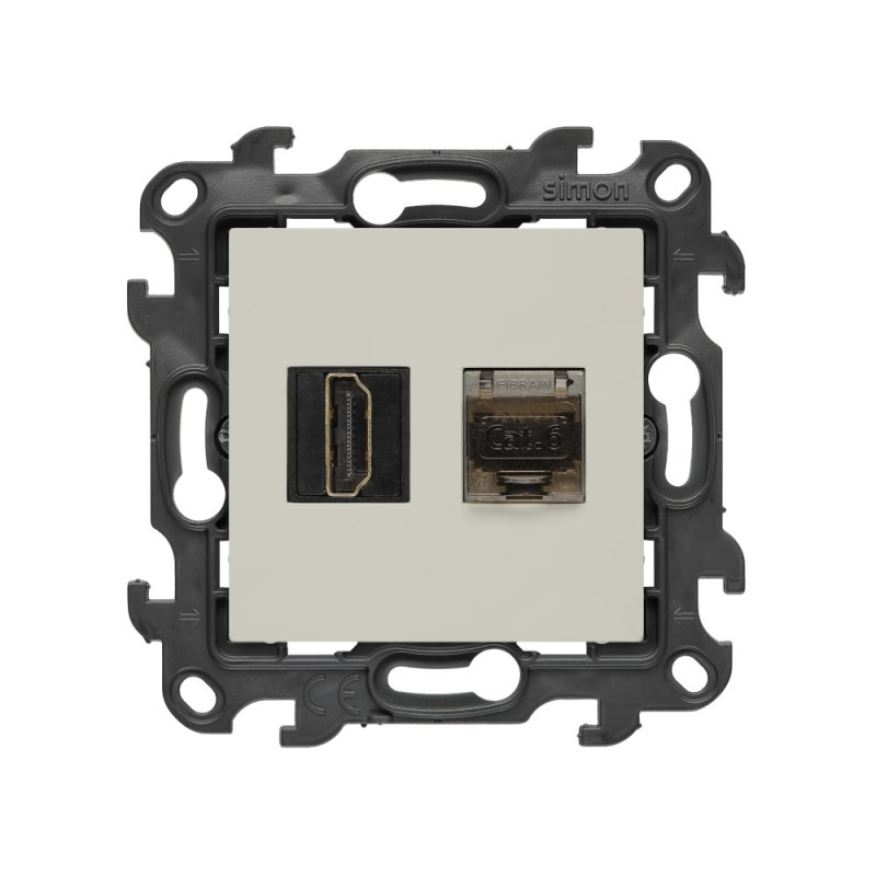 Gniazdo HDMI ver. 2.1 + RJ45 kat.6. kaszmirowy Kontakt Simon 24
